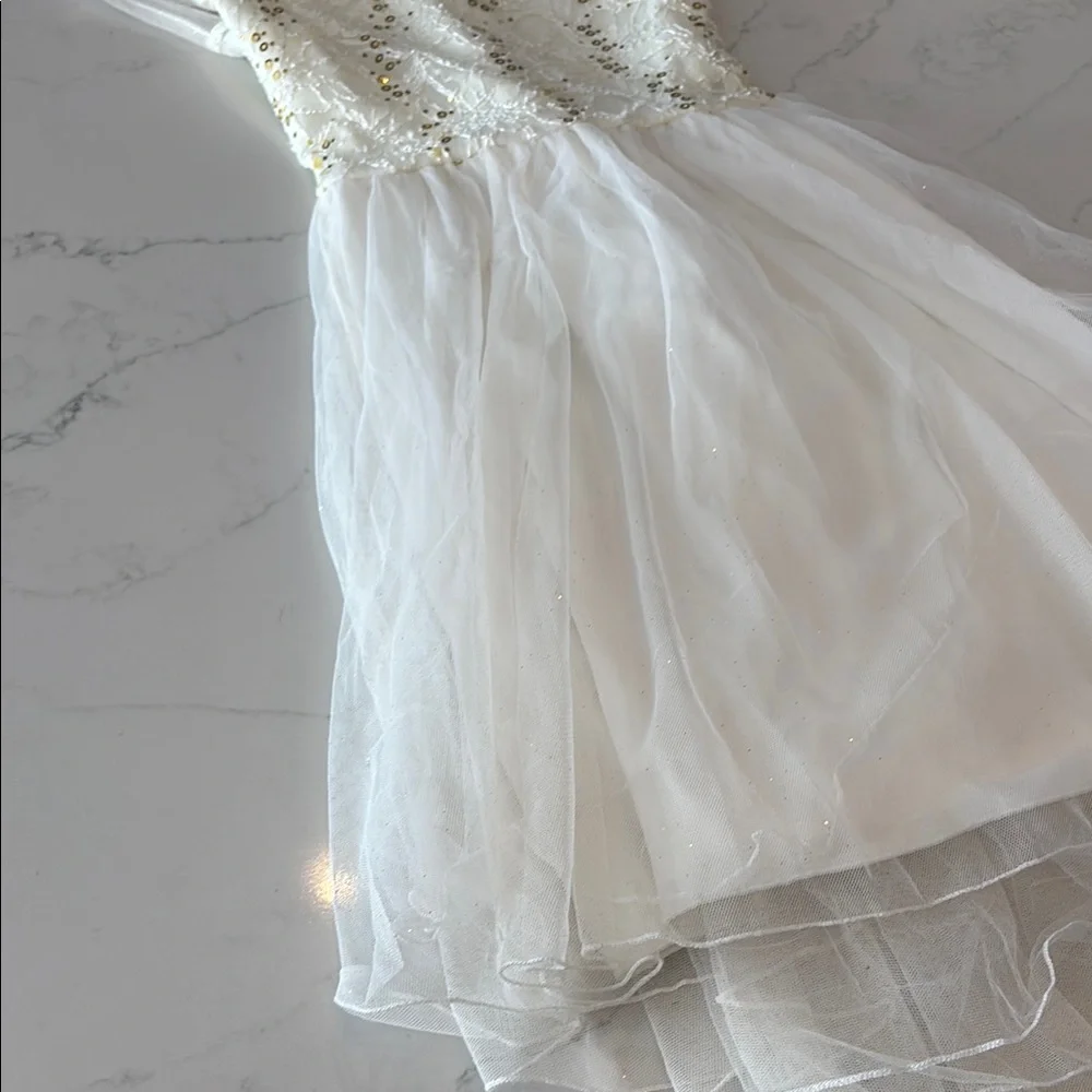 Speechless Gold Embellished Tiered Scoop Neck Dress